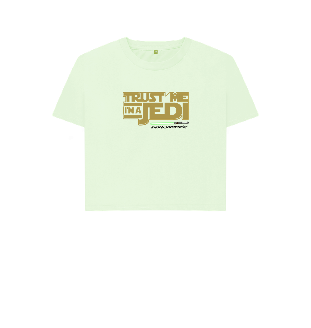 Pastel Green Women's 100% Organic Cotton 'Trust Me I'm A Jedi' Eco Boxy Tee - Black Logo