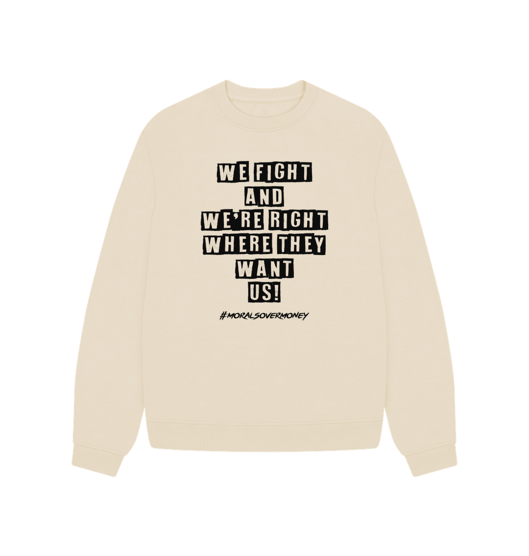 Oat Women's 100% Organic Cotton 'We Fight' Oversized Eco Jumper - Black Logo