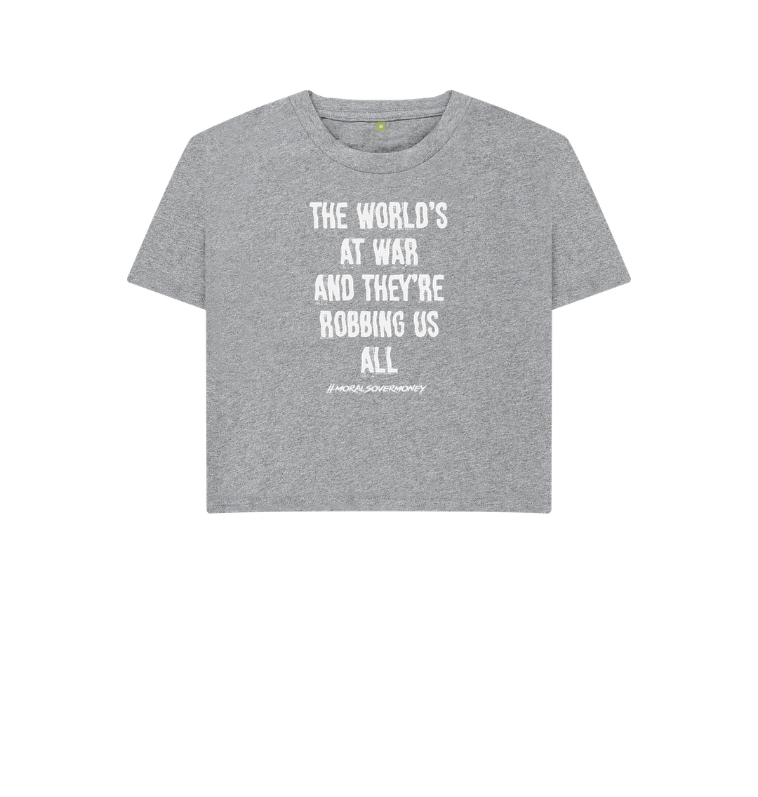 Athletic Grey Women's 100% Organic Cotton 'The World's At War' Eco Boxy Tee