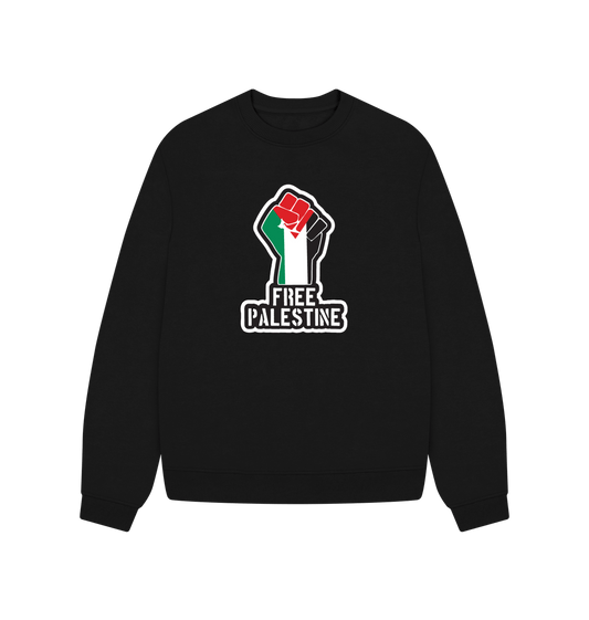 Black Women's 100% Organic Cotton ' Free Palestine' Oversized Eco Jumper