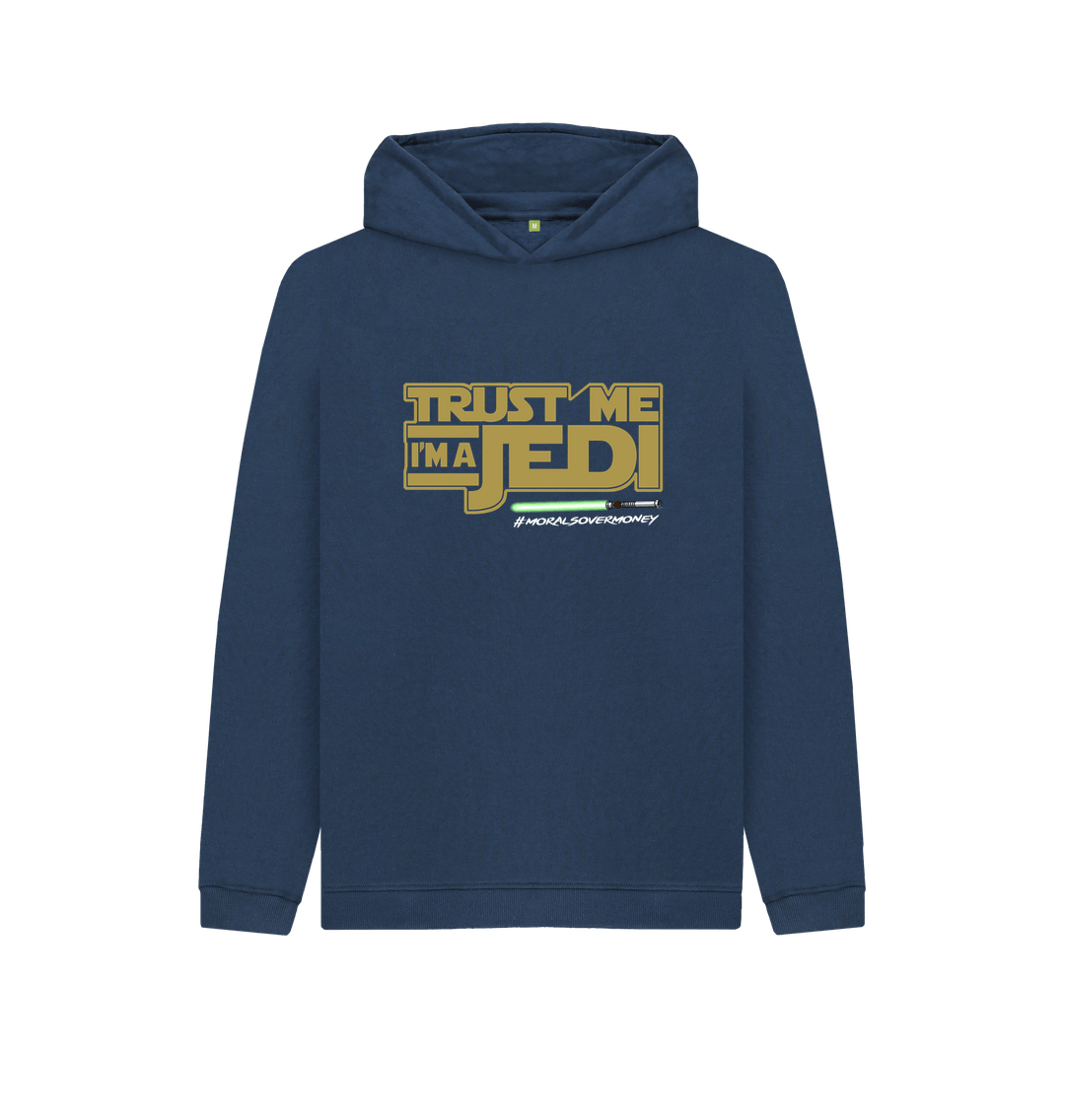 Navy Blue Kids 100% Organic Cotton 'Trust Me I'm A Jedi' Eco Hoody - White Logo