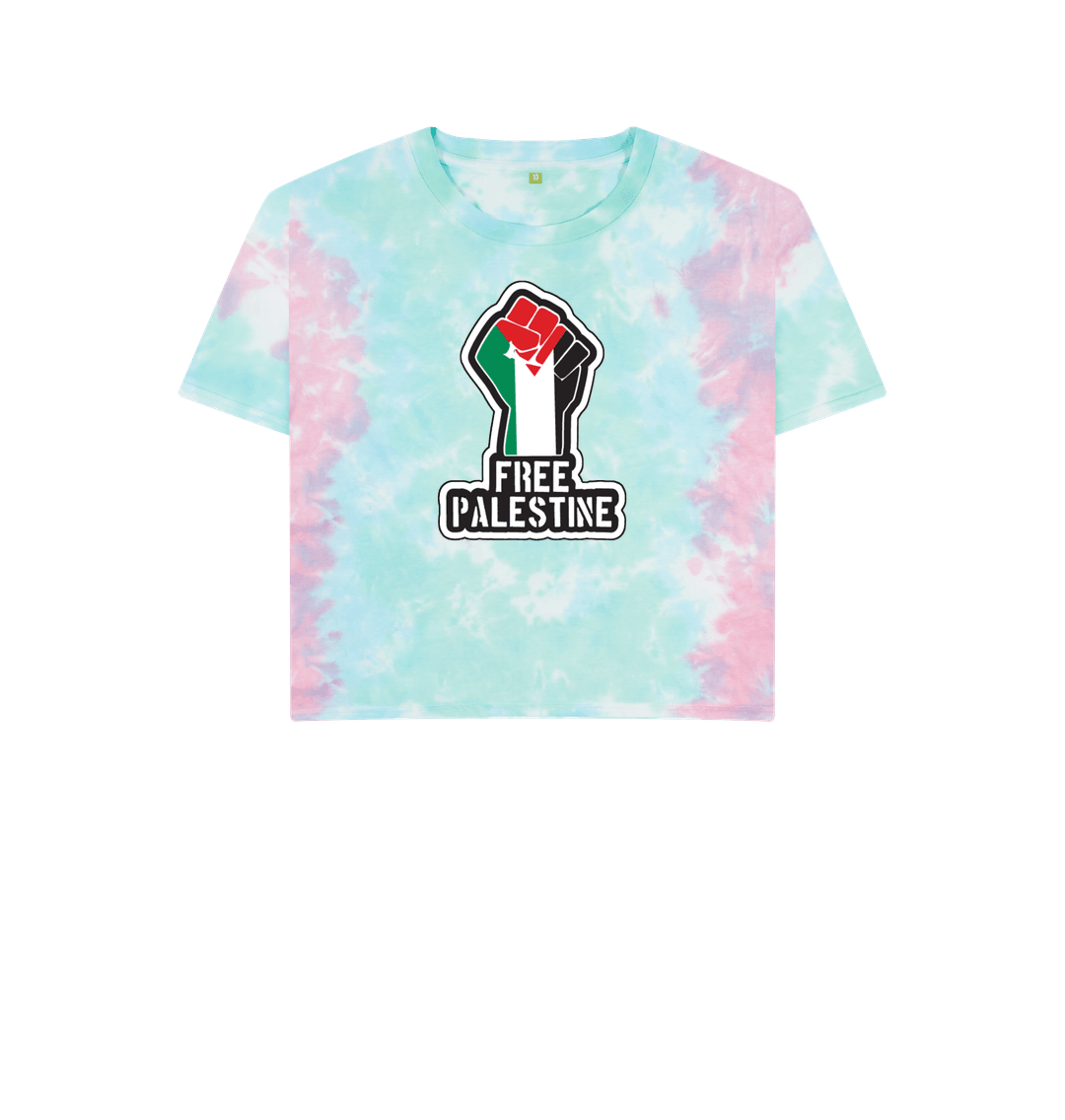 Pastel Tie Dye Women's 100% Organic Cotton 'Free Palestine'  Eco Boxy Tee