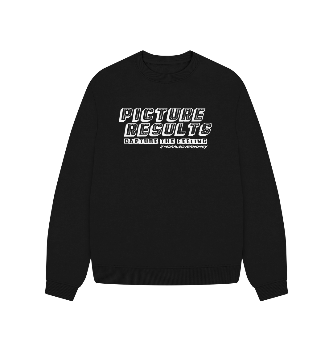 Black Women's 100% Organic Cotton 'Picture Results' Oversized Jumper - White Logo
