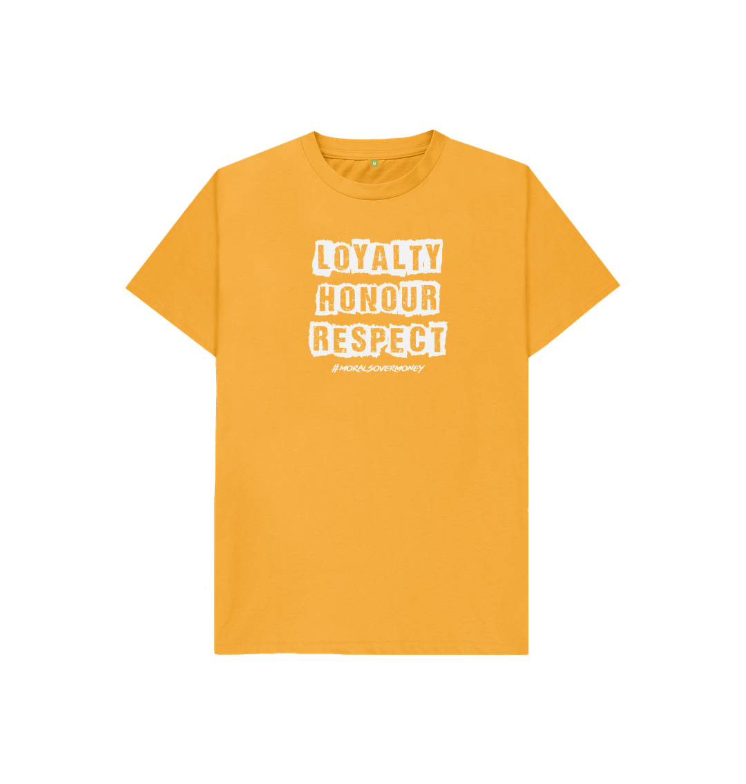 Mustard Kid's 100% Organic Cotton 'Loyalty, Honour, Respect' Eco Tee - White Logo