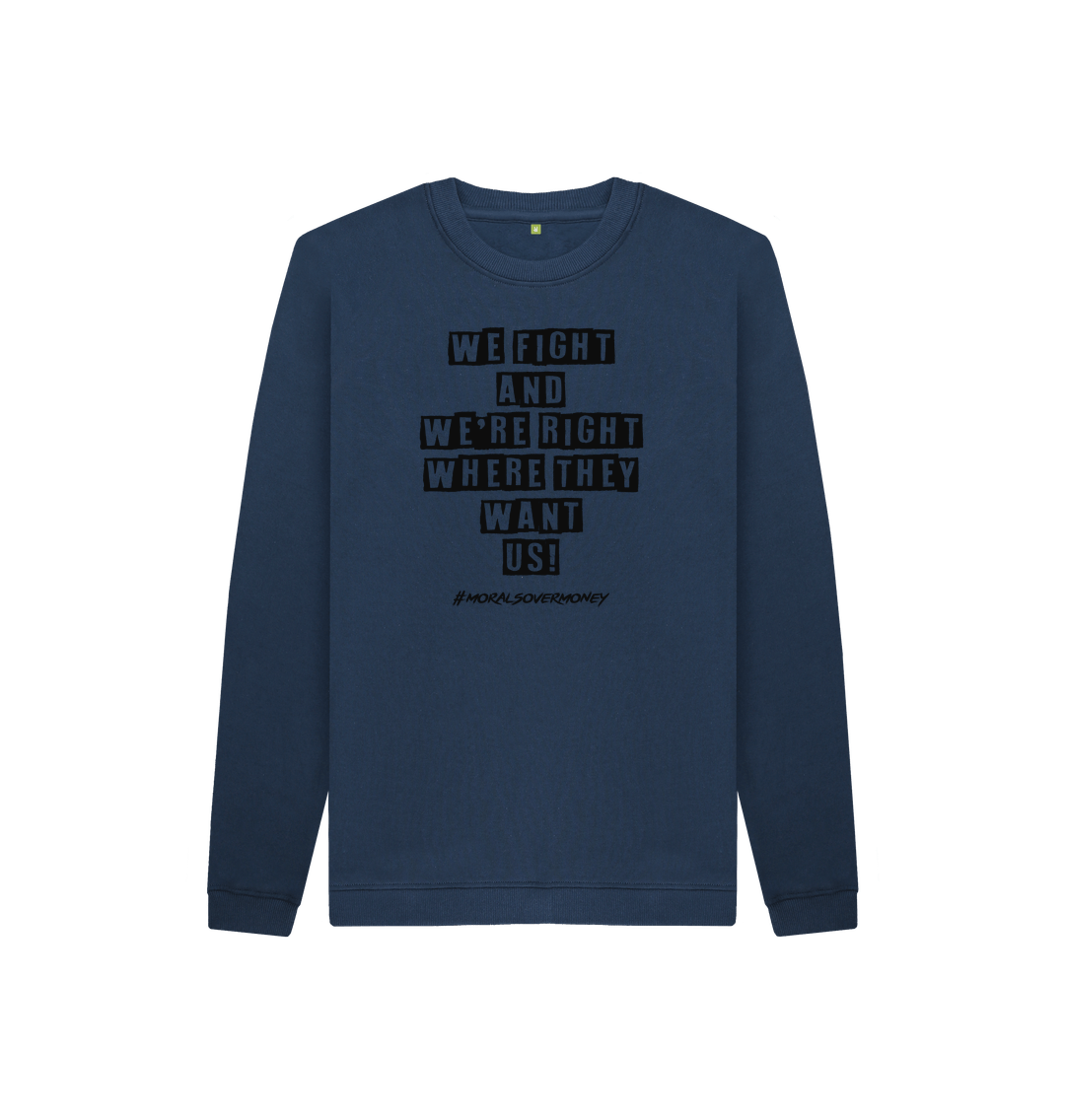 Navy Blue Kid's 100% Organic Cotton 'We Fight'  Eco Jumper - Black Logo