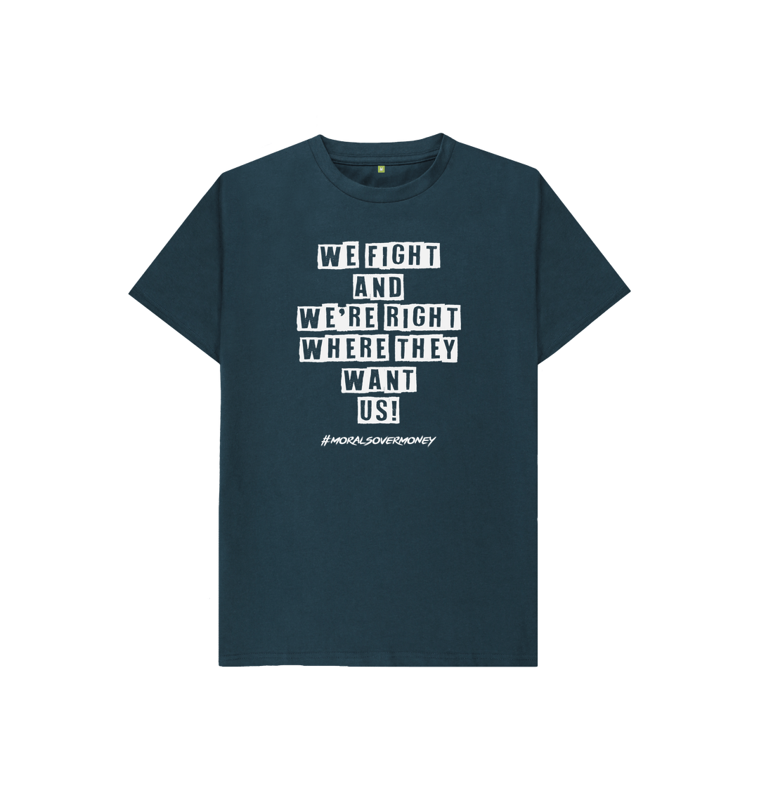 Denim Blue Kid's 100% Organic Cotton 'We Fight' Eco Tee - White Logo