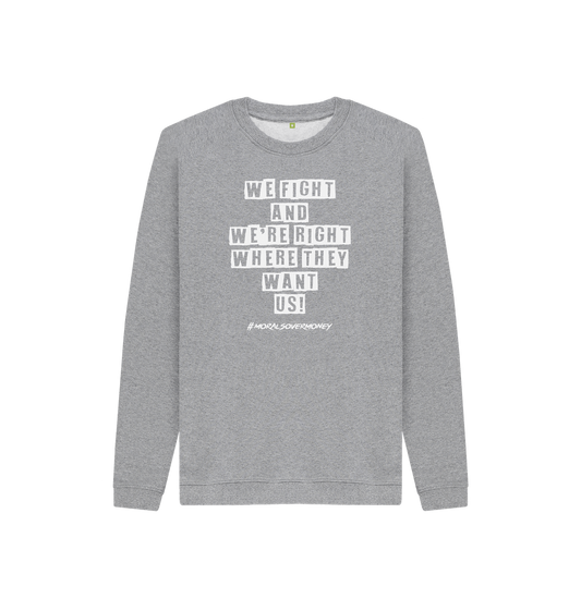 Athletic Grey Kid's 100% Organic Cotton 'We Fight' Eco Jumper - White Logo.