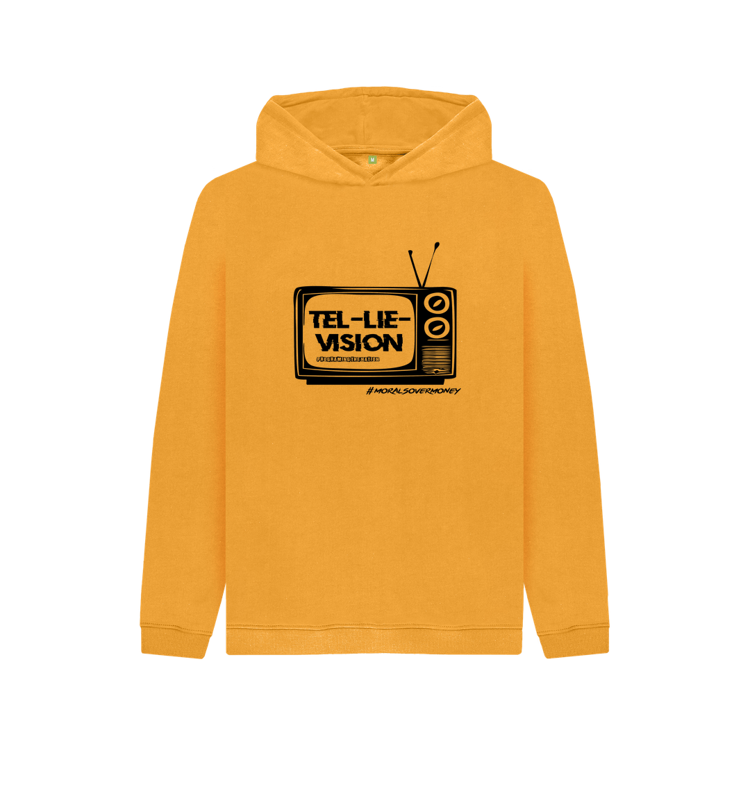 Mustard Kid's 100% Organic Cotton 'Tel-Lie-Vision' Eco Hoody - Black Logo
