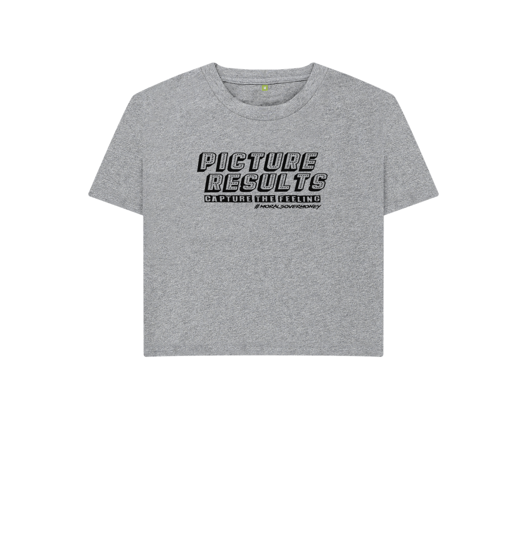 Athletic Grey Women's 100% Organic Cotton 'Picture Results' Boxy Eco Tee - Black Logo