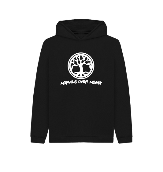 Black Kid's 100% Organic Cotton 'Tree Of Life' Eco Hoodie - White Logo