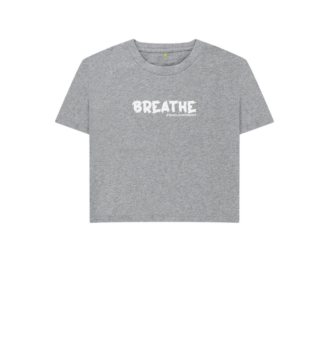 Athletic Grey Women's 100% Organic Cotton 'Breathe' Eco Boxy Tee - White Logo