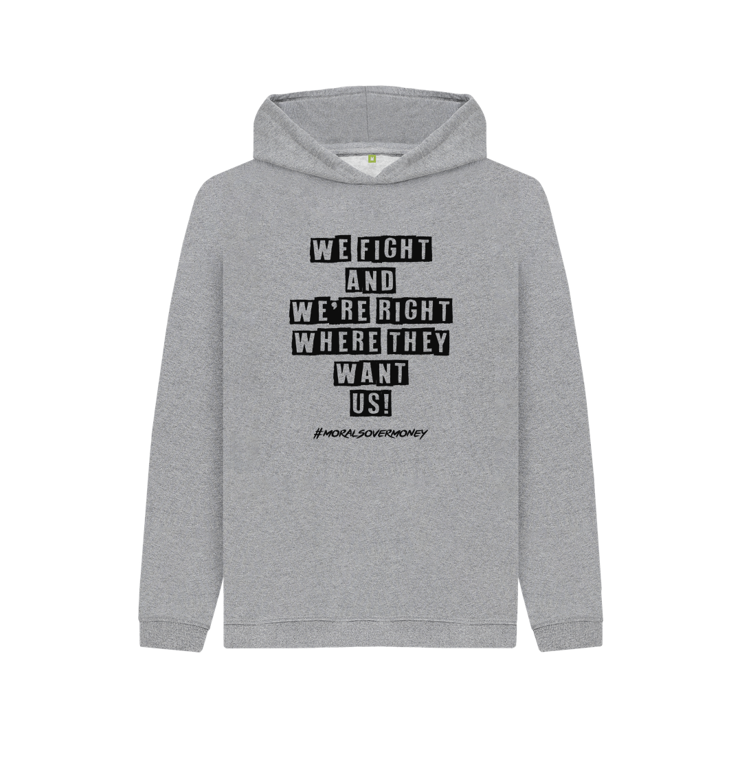 Athletic Grey Kid's 100% Organic Cotton 'We Fight' Eco Hoody - Black Logo