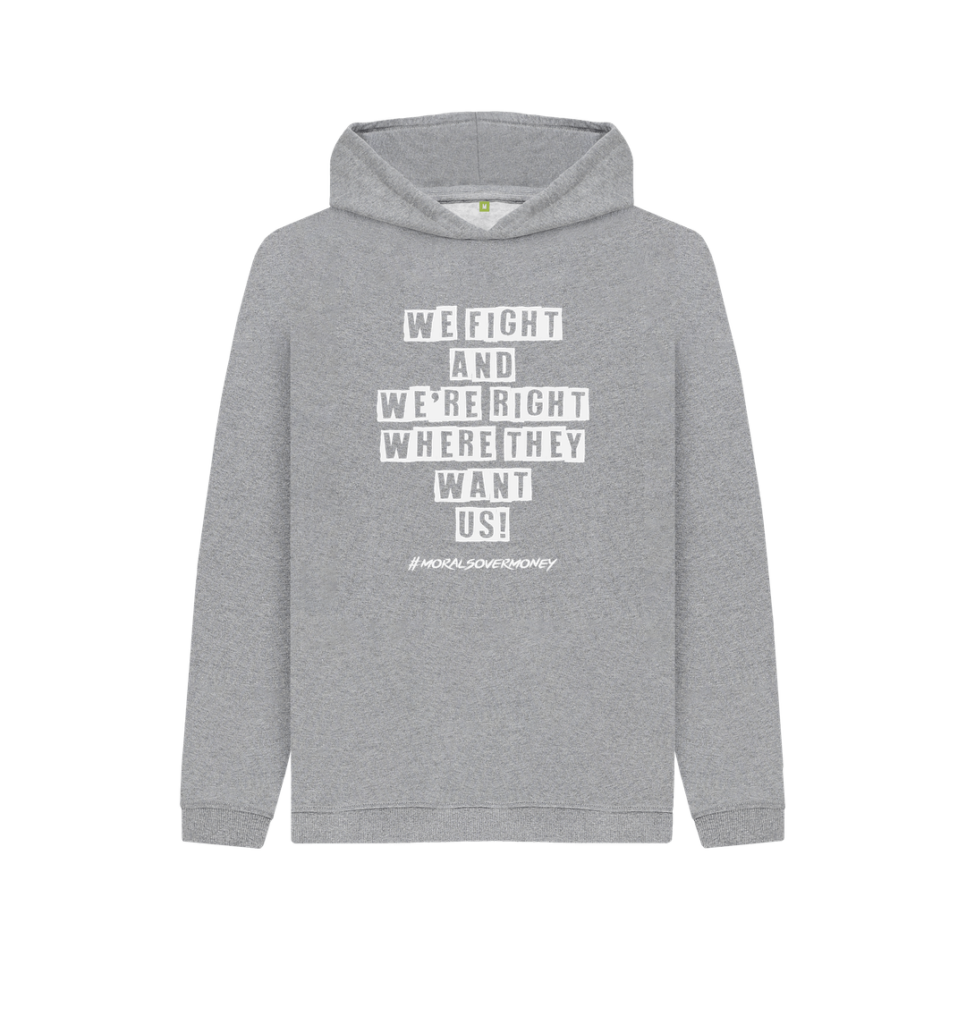 Athletic Grey Kid's 100% Organic Cotton 'We Fight Eco Hoody - White Logo