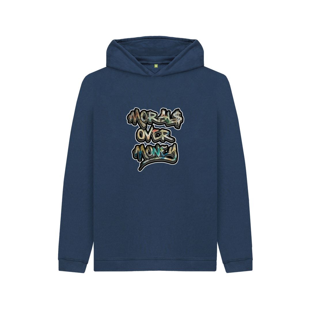 Navy Blue Kids Original Morals Over Money Pullover Hoodie