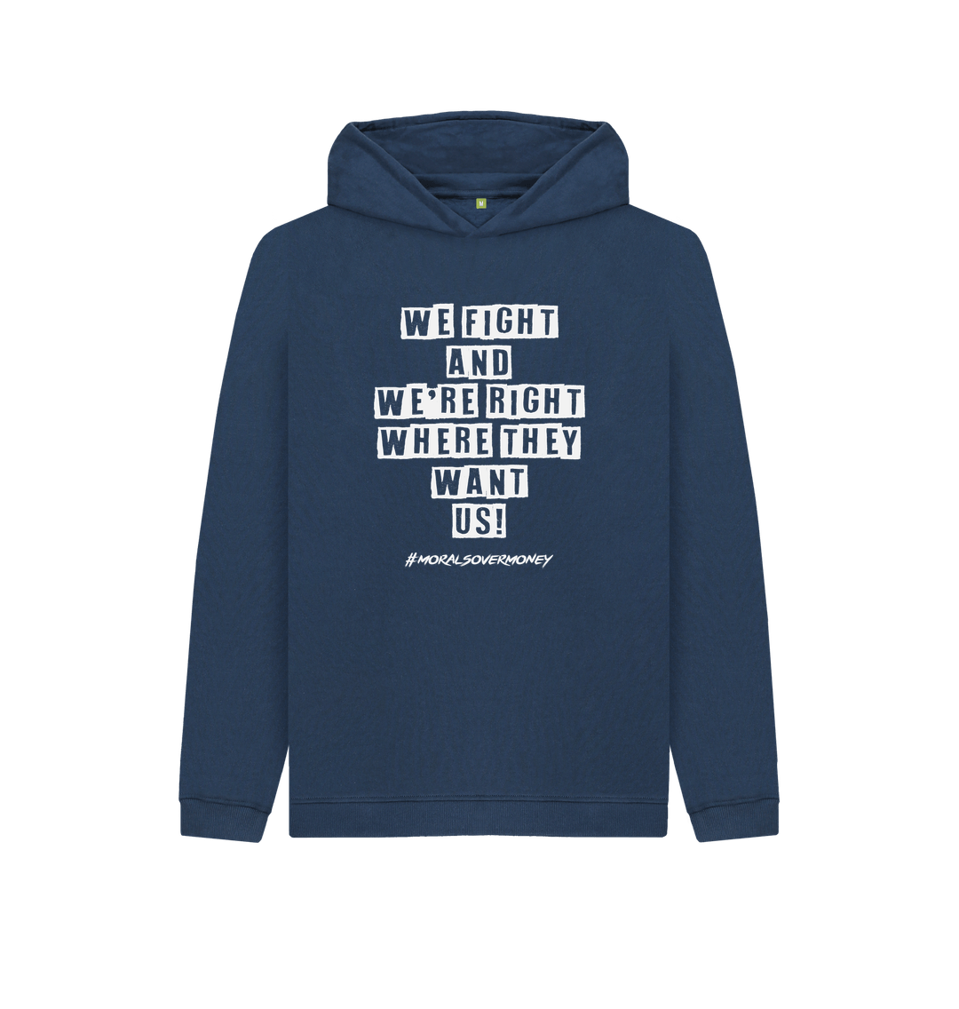 Navy Blue Kid's 100% Organic Cotton 'We Fight Eco Hoody - White Logo