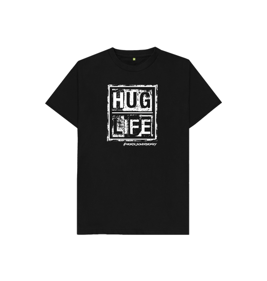 Black Kid's 100% Organic Cotton 'Hug Life' Eco Tee - White Logo