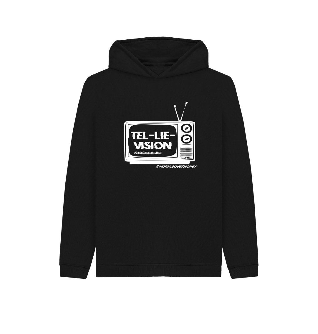 Black Kid's 100% Organic Cotton 'Tel-Lie-Vision' Eco Hoody