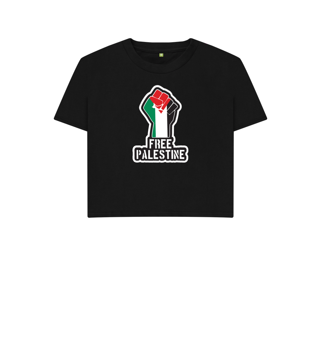 Black Women's 100% Organic Cotton 'Free Palestine'  Eco Boxy Tee