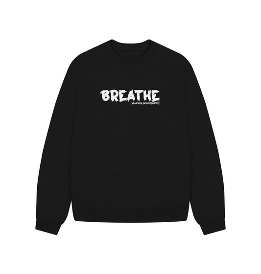 Black Women's 100% Organic Cotton 'Breathe' Oversized Eco Jumper - White Logo