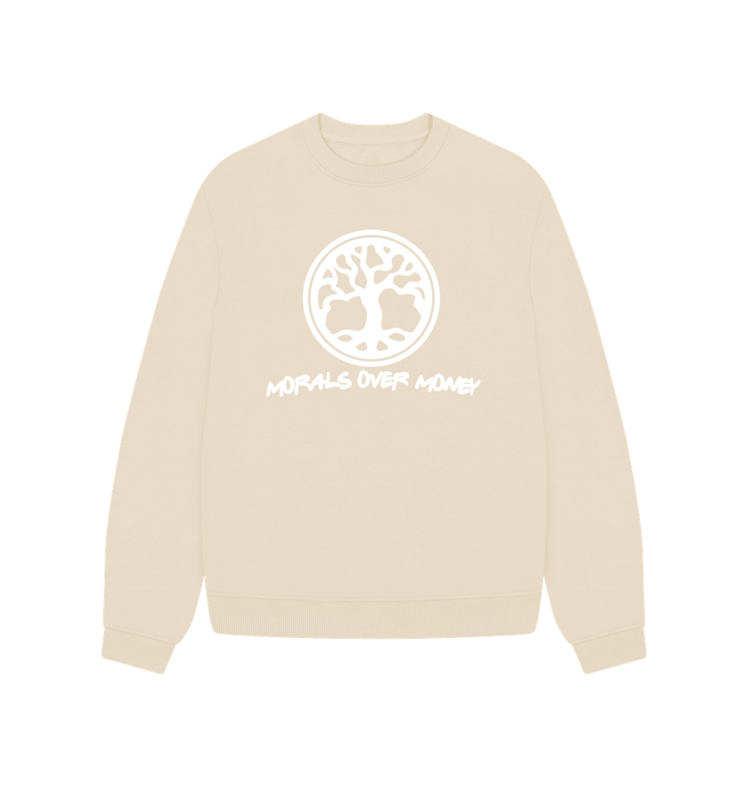 Oat Women's 100% Organic Cotton 'Tree Of Life' Oversized Baggy Jumper - White Logo