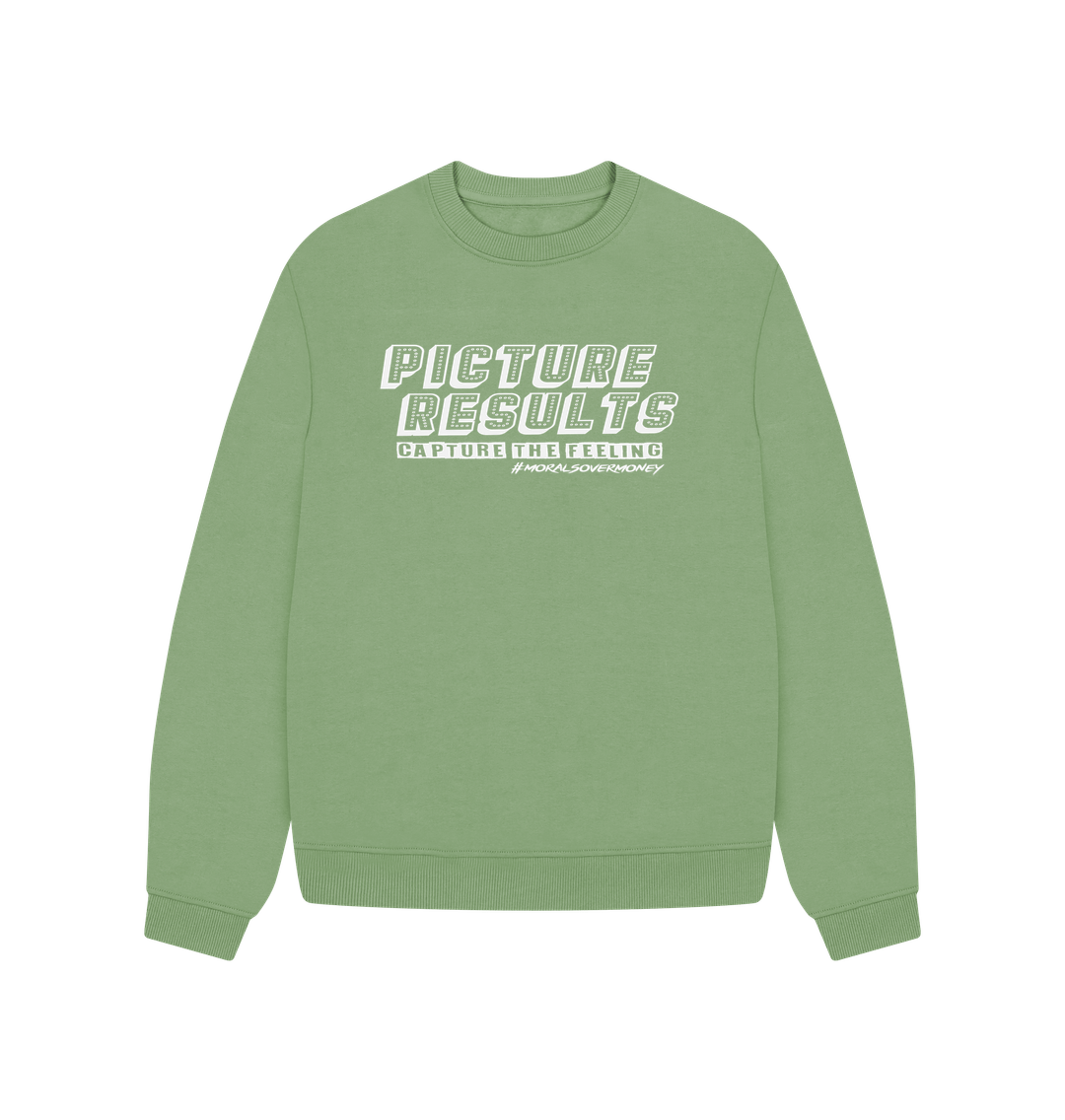 Sage Women's 100% Organic Cotton 'Picture Results' Oversized Jumper - White Logo