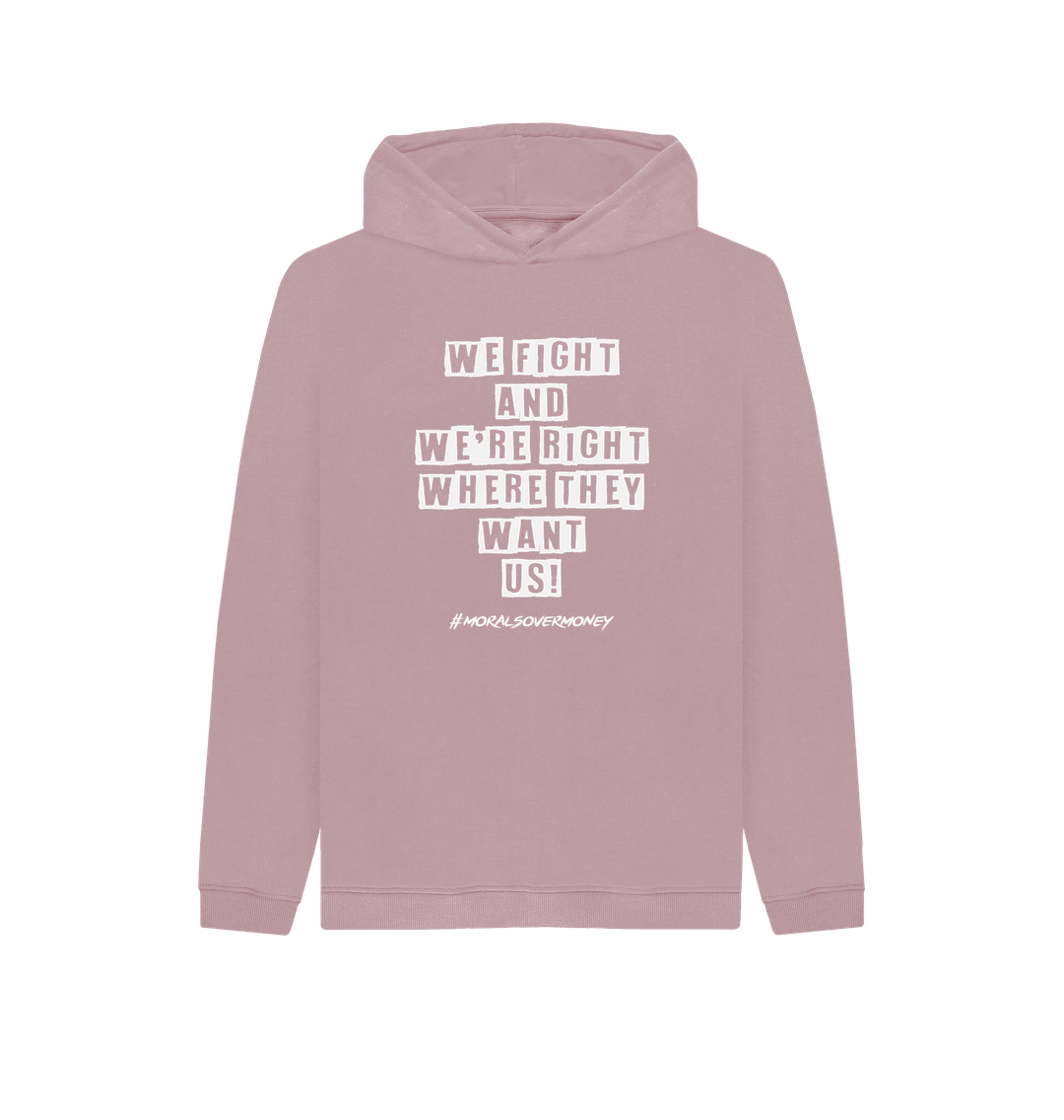 Mauve Kid's 100% Organic Cotton 'We Fight Eco Hoody - White Logo