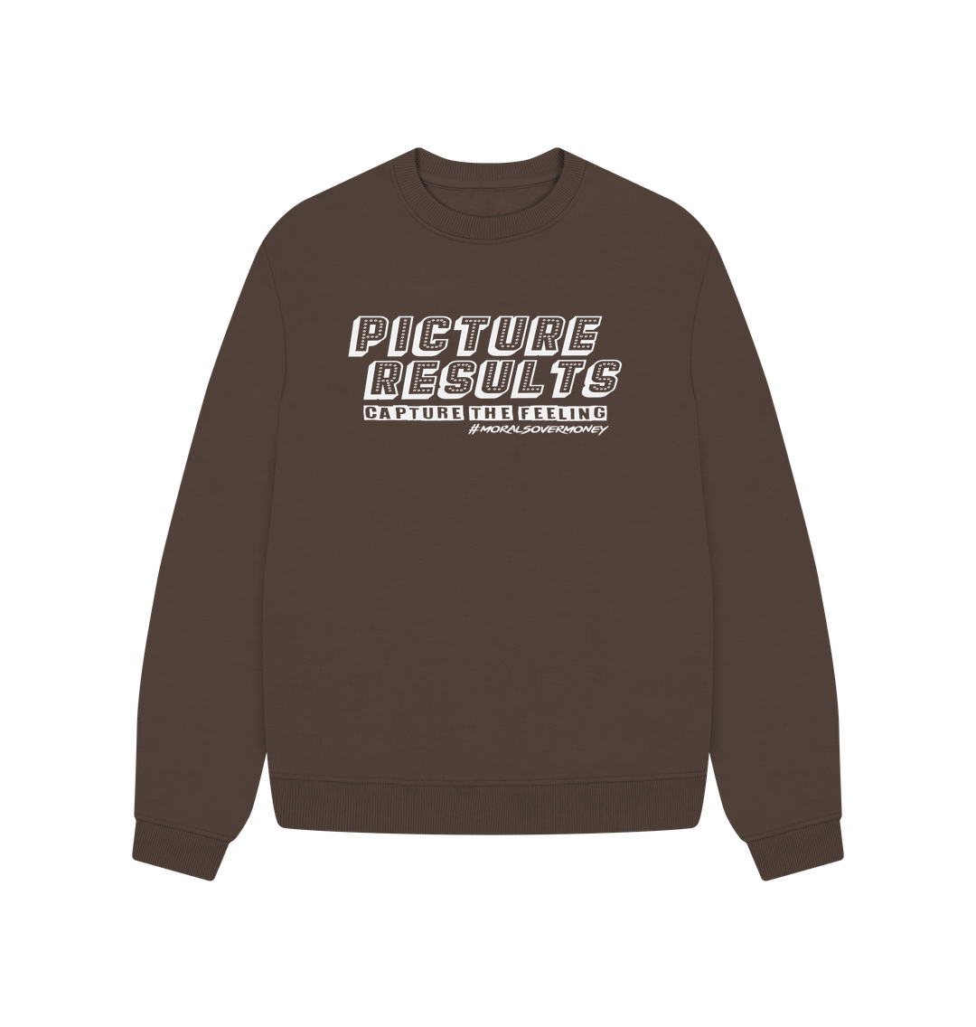 Chocolate Women's 100% Organic Cotton 'Picture Results' Oversized Jumper - White Logo