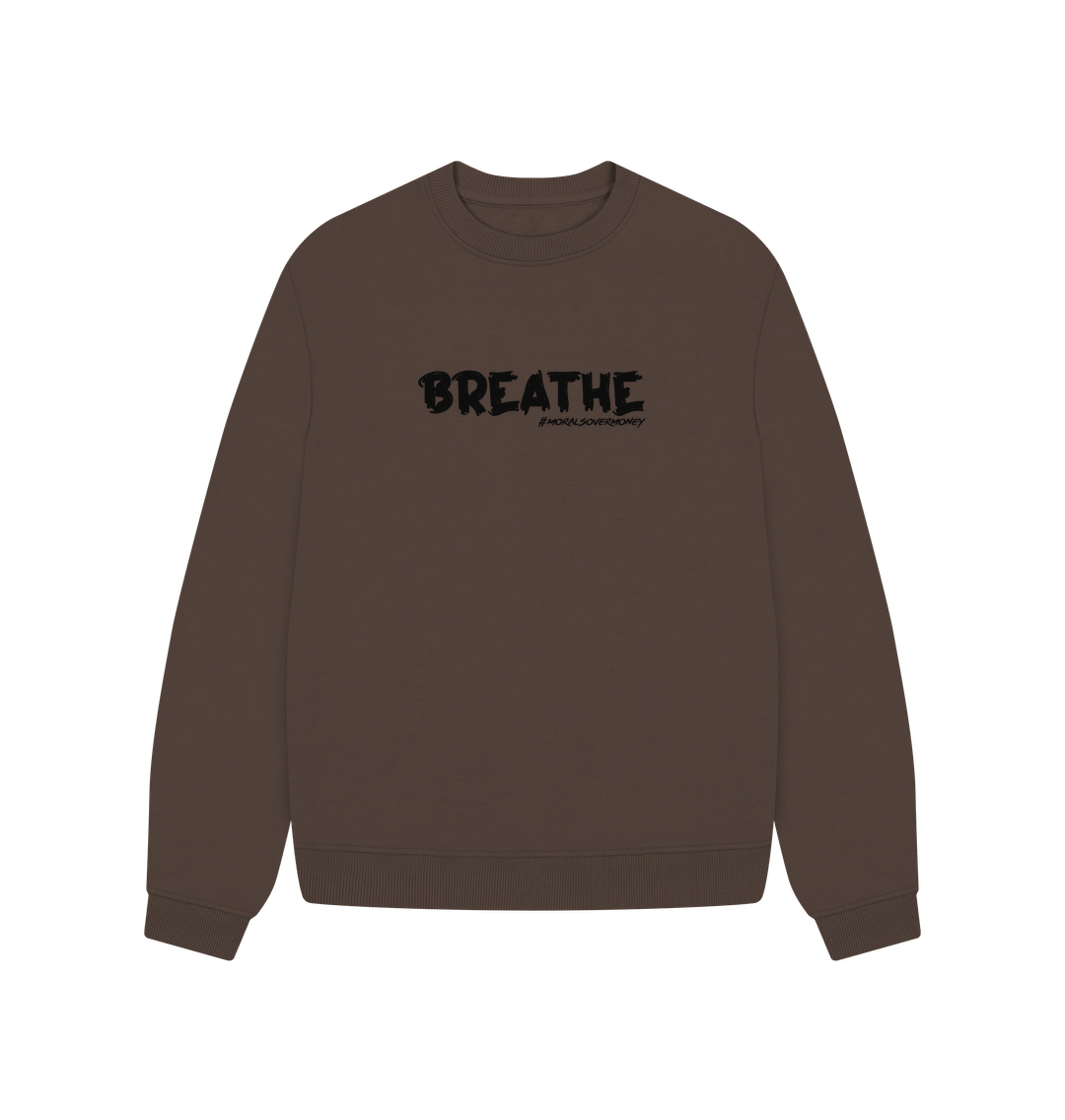 Chocolate Women's 100% Organic Cotton 'Breathe' Oversized Eco Jumper - Black Logo