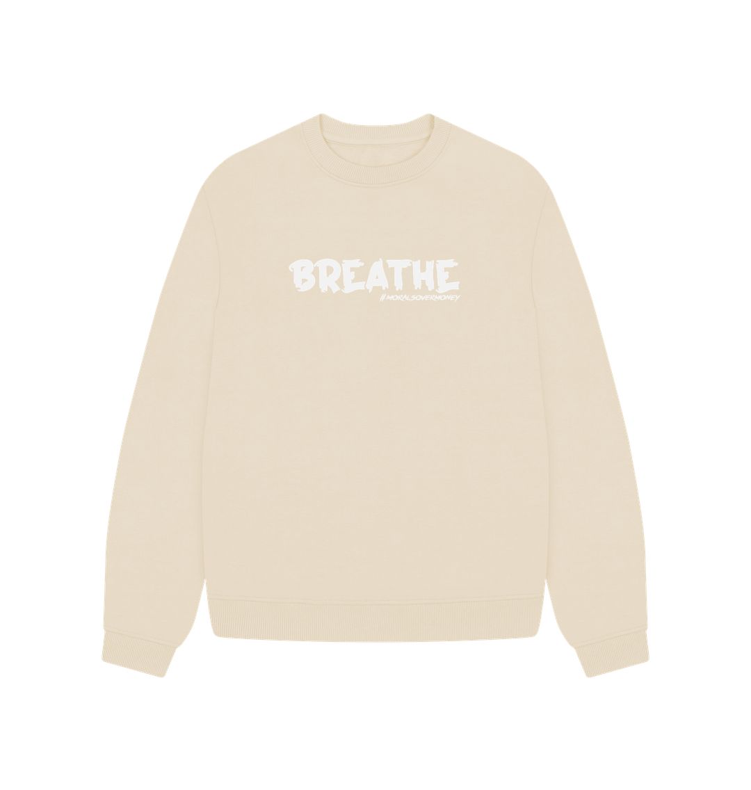 Oat Women's 100% Organic Cotton 'Breathe' Oversized Eco Jumper - White Logo