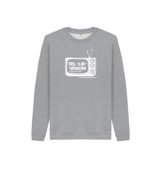 Athletic Grey Kid's 100% Organic Cotton 'Tel-Lie-Vision' Eco Jumper - White Logo