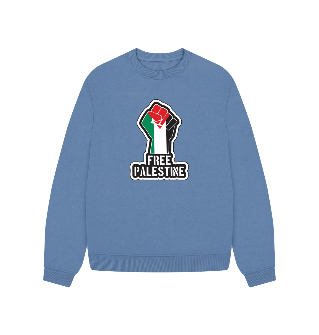 Solent Women's 100% Organic Cotton ' Free Palestine' Oversized Eco Jumper