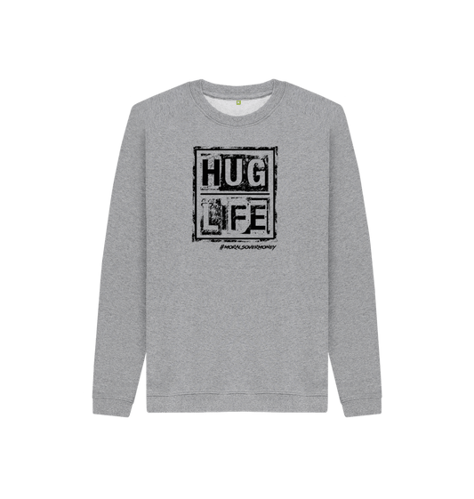 Athletic Grey Kid's 100% Organic Cotton 'Hug Life' Eco Jumper - Black Logo