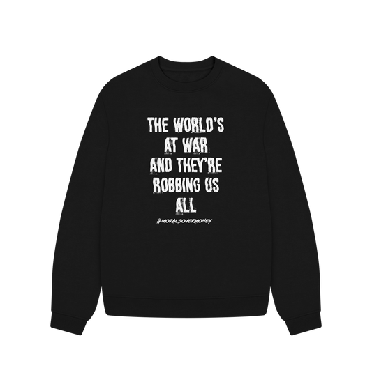 Black Women's 100% Organic Cotton 'The World's at War' Oversized Eco Jumper