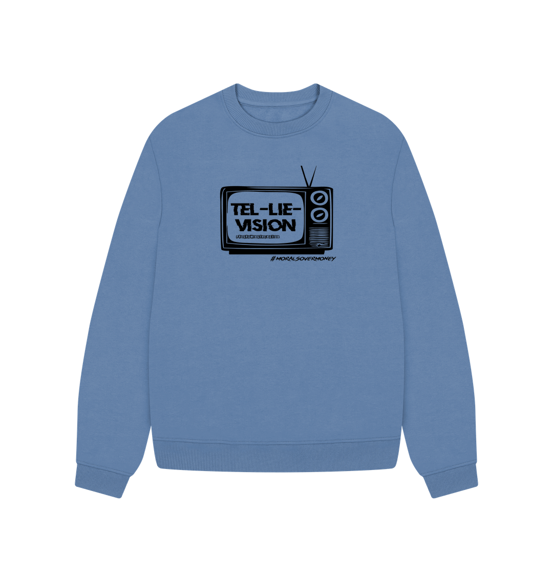 Solent Women's 100% Organic Cotton 'Tel-Lie-Vision' Oversized Eco Jumper