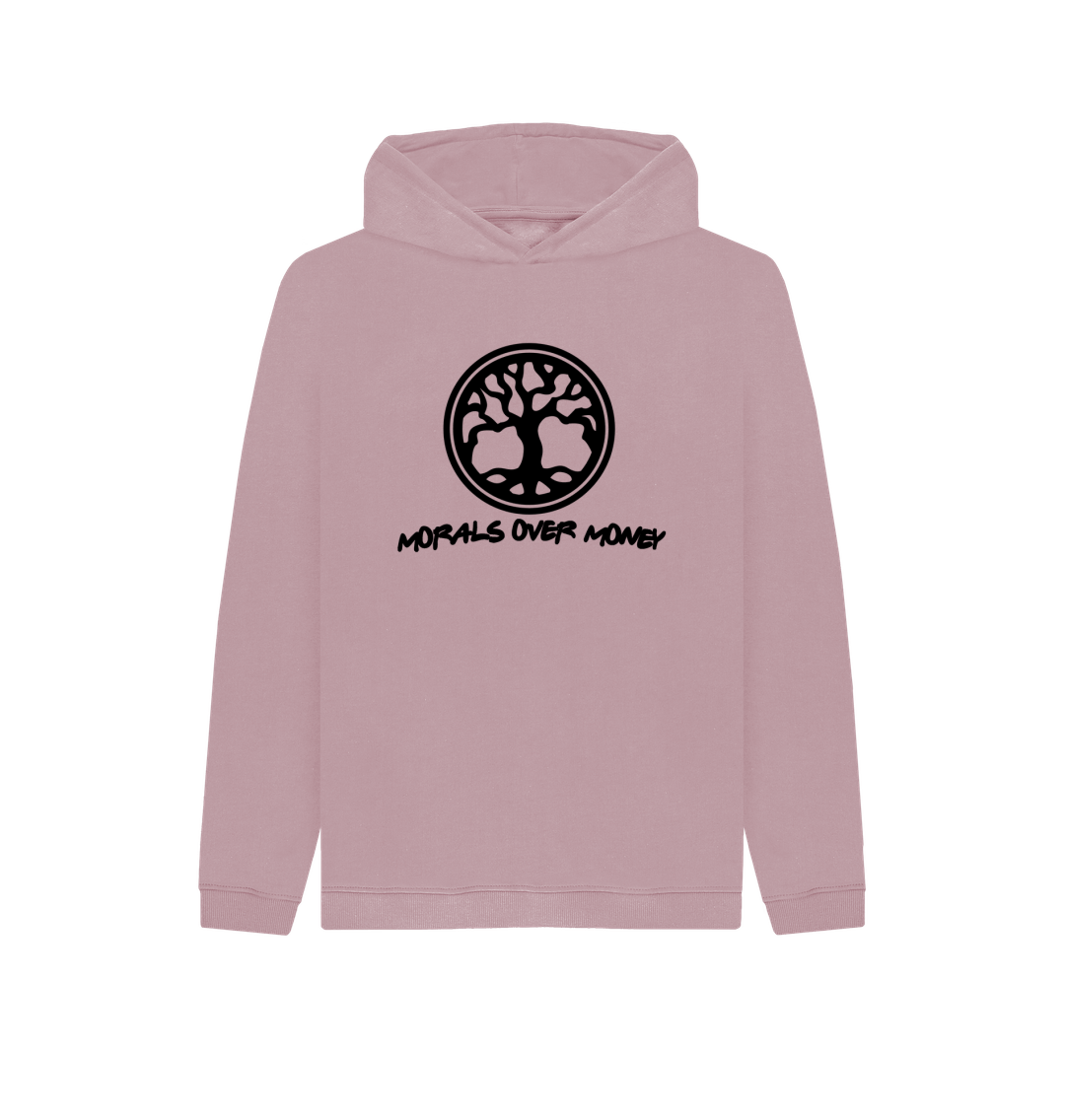 Mauve Kid's 100% Organic Cotton 'Tree Of Life' Eco Hoodie- Black Logo