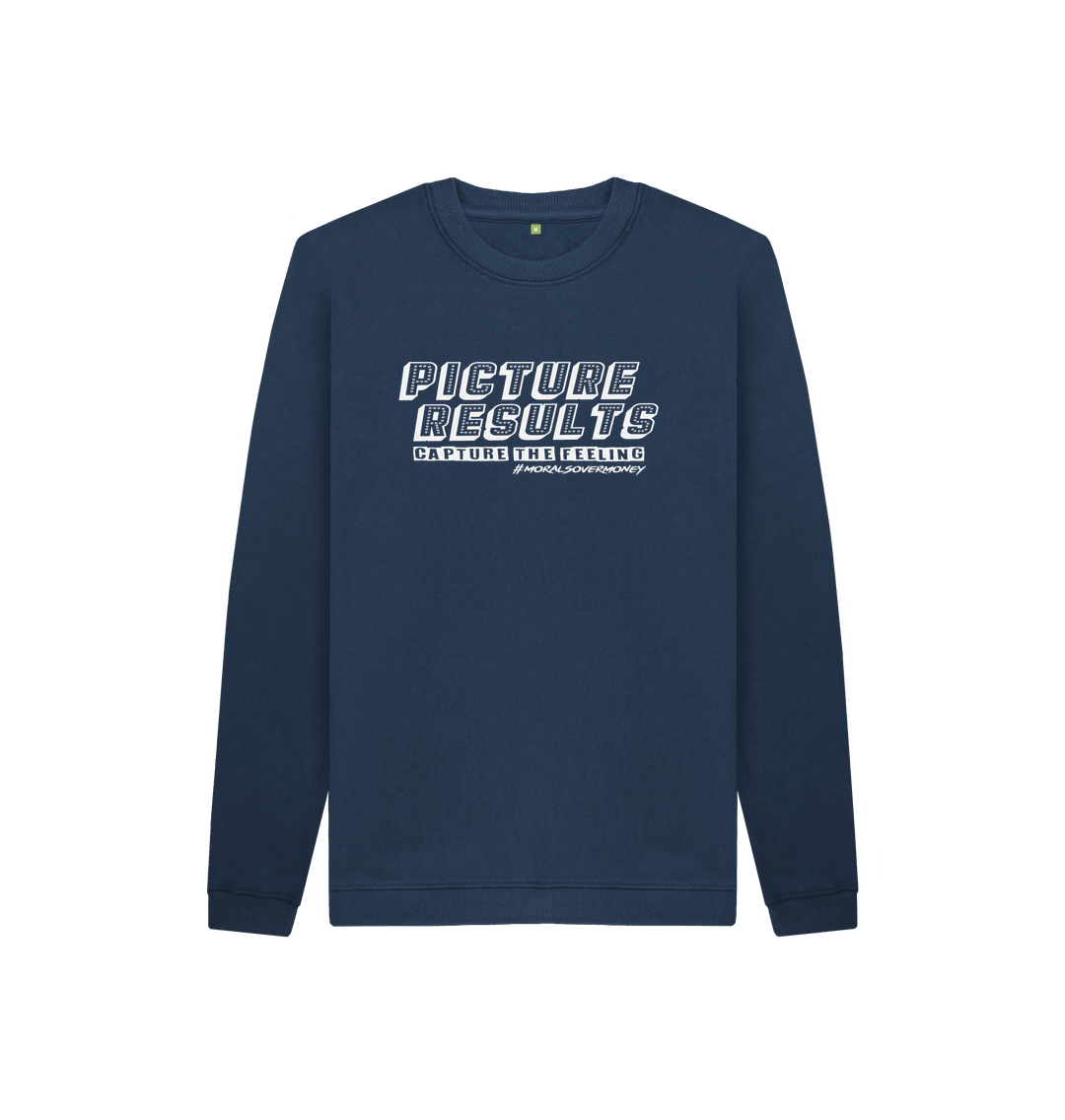 Navy Blue Kids 100% Organic Cotton 'Picture Results' Eco Jumper - White Logo