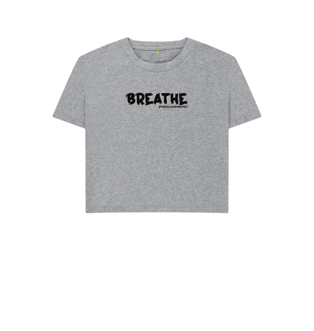 Athletic Grey Women's 100% Organic Cotton 'Breathe' Eco Boxy Tee - Black Logo