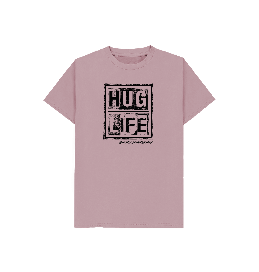 Mauve Kid's 100% Organic Cotton 'Hug Life' Eco Tee - Black Logo