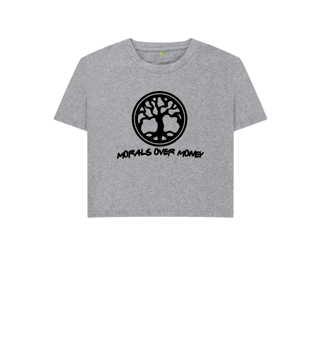 Athletic Grey Women's 100% Organic Cotton 'Tree Of Life' Eco Boxy Tee - Black Logo
