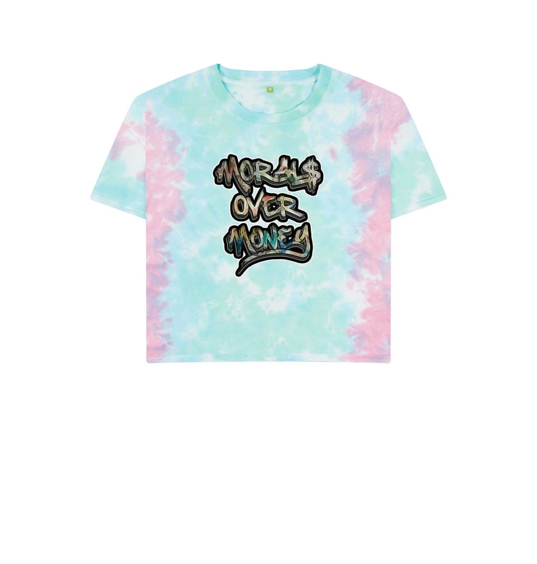 Pastel Tie Dye Women's Original Morals Over Money Crop-Top
