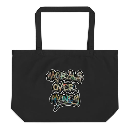 Large 100% Organic Cotton - Morals Over Money Fairtrade Eco Tote Bag