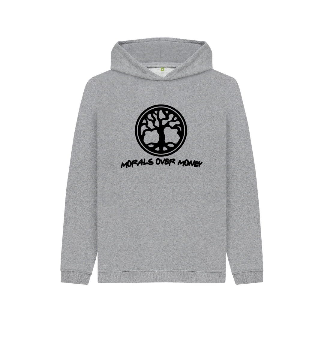 Athletic Grey Kid's 100% Organic Cotton 'Tree Of Life' Eco Hoodie- Black Logo