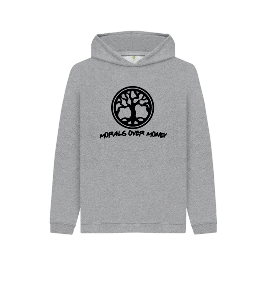 Athletic Grey Kid's 100% Organic Cotton 'Tree Of Life' Eco Hoodie- Black Logo