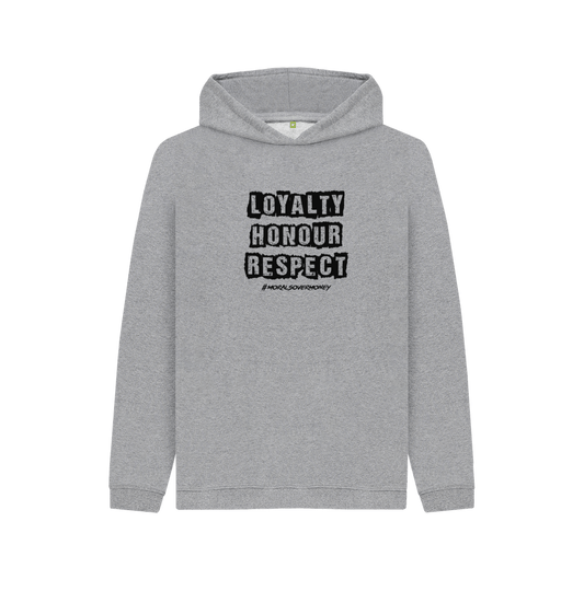 Athletic Grey Kid's 100% Organic Cotton 'Loyalty, Honour, Respect' Eco Hoodie -Black Logo