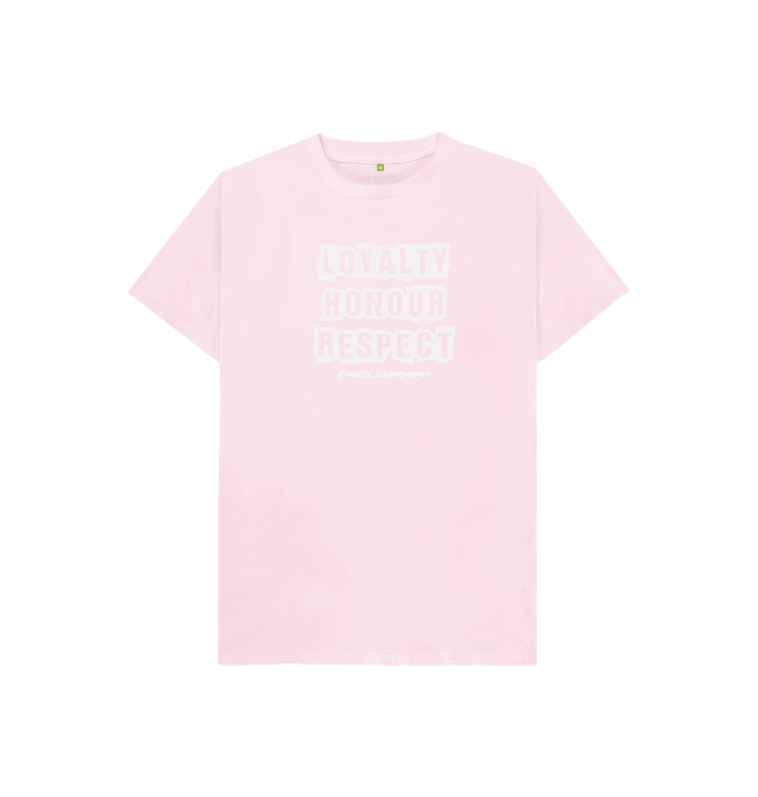 Pink Kid's 100% Organic Cotton 'Loyalty, Honour, Respect' Eco Tee - White Logo