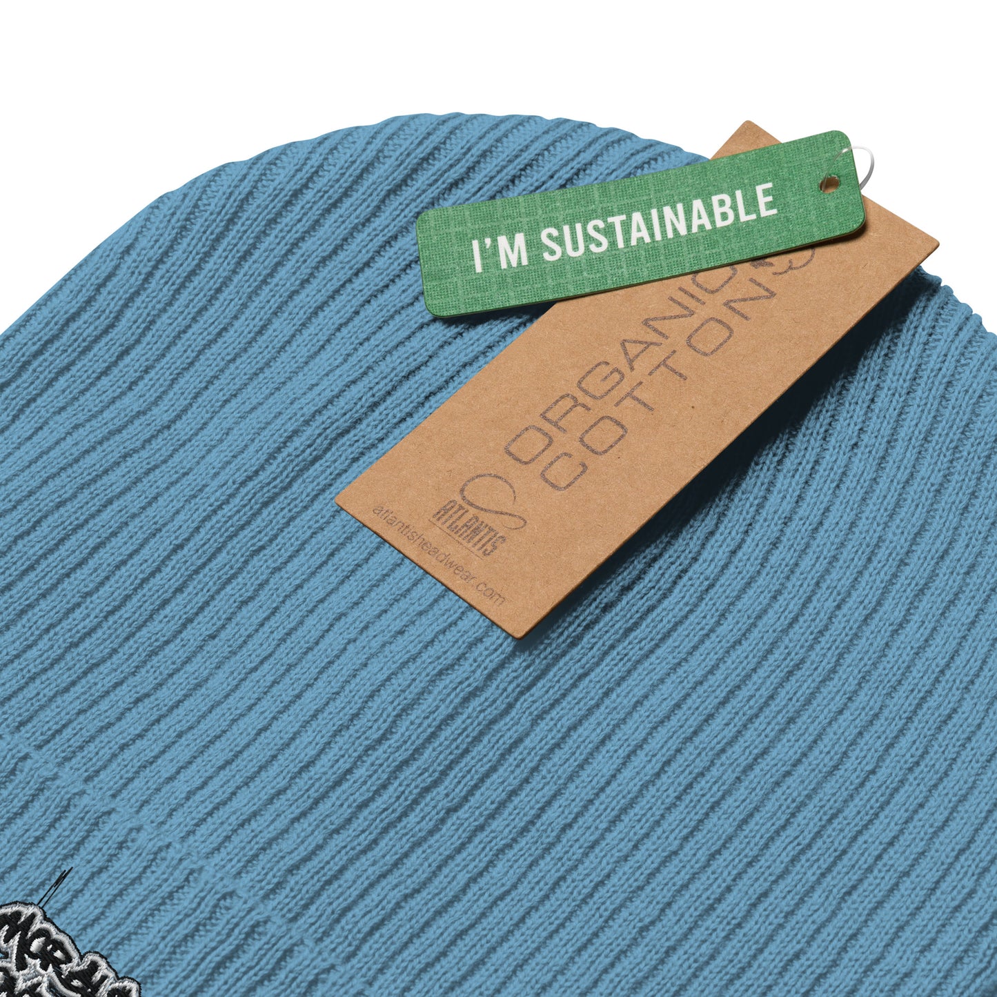 100% Organic Embroidered Morals Over Money Ribbed Beanie Hat