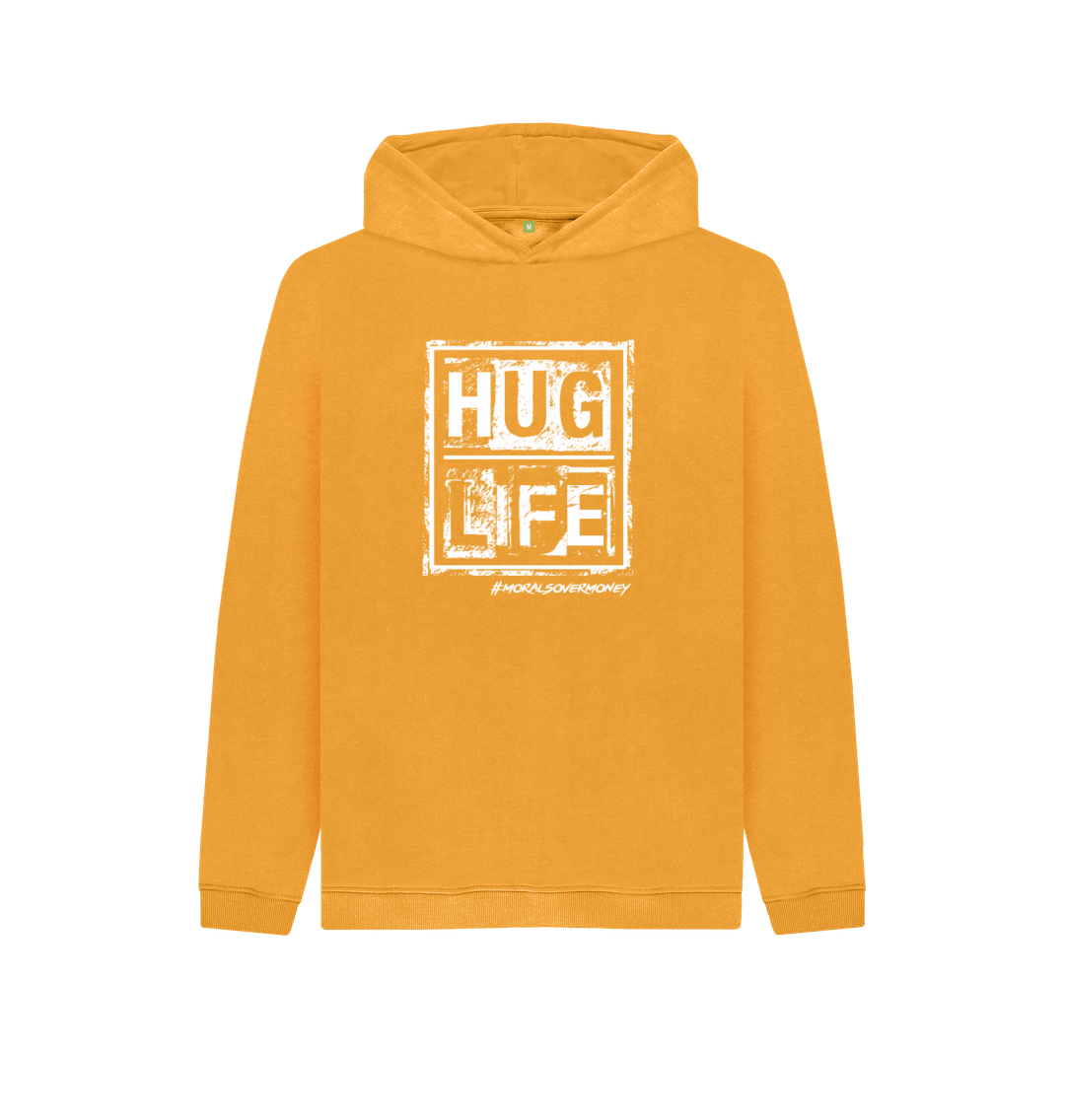 Mustard Kid's 100% Organic Cotton 'Hug Life' Eco Hoodie - White Logo