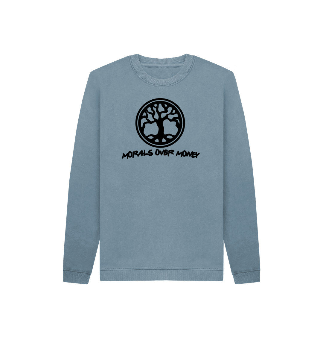 Stone Blue Kid's 100% Organic Cotton 'Tree Of Life' Eco Jumper - Black Logo