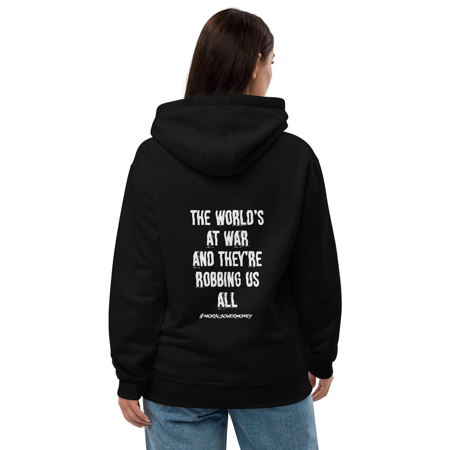 Organic 'World's At War' Premium Quality Eco Hoodie - White Logo