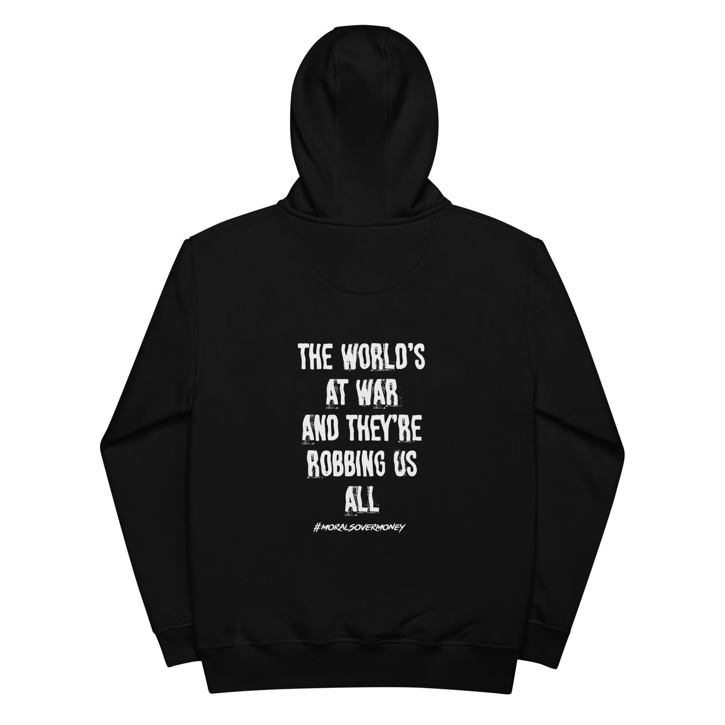 Organic 'World's At War' Premium Quality Eco Hoodie - White Logo